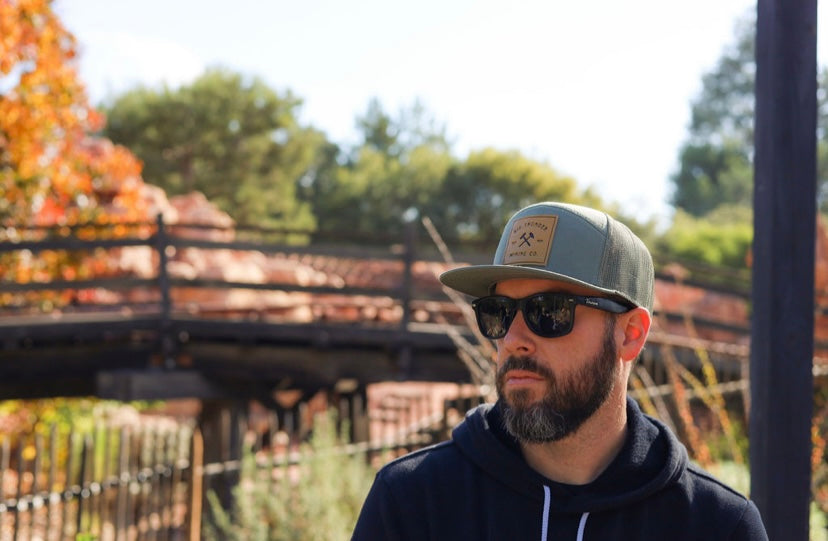 Thunder Mining Co. Faux Leather Patch Hat- 7 Panel Flatbill