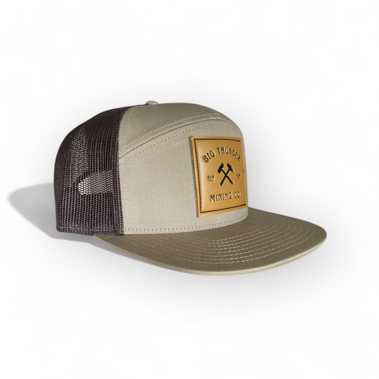 Thunder Mining Co. Faux Leather Patch Hat- 7 Panel Flatbill