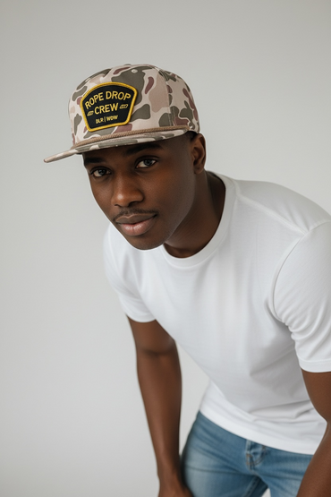 Rope Drop Crew Hat- 7-Panel Flat Bill Snapback