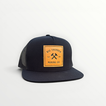 Thunder Mining Co. Faux Leather Patch Hat- 5 Panel Classic Trucker