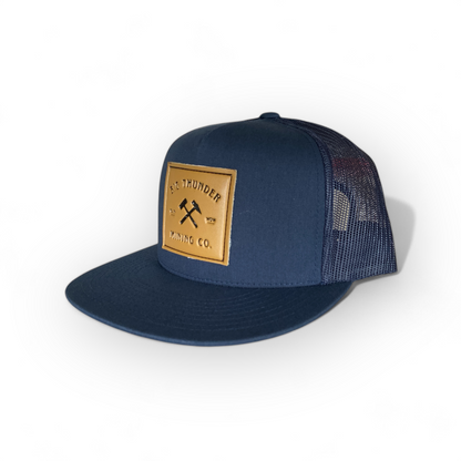 Thunder Mining Co. Faux Leather Patch Hat- 5 Panel Classic Trucker
