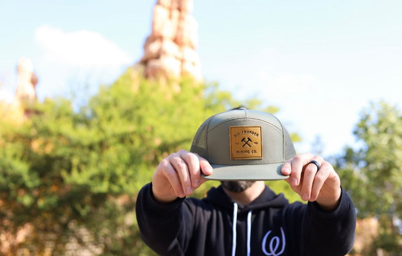 Thunder Mining Co. Faux Leather Patch Hat- 5 Panel Classic Trucker