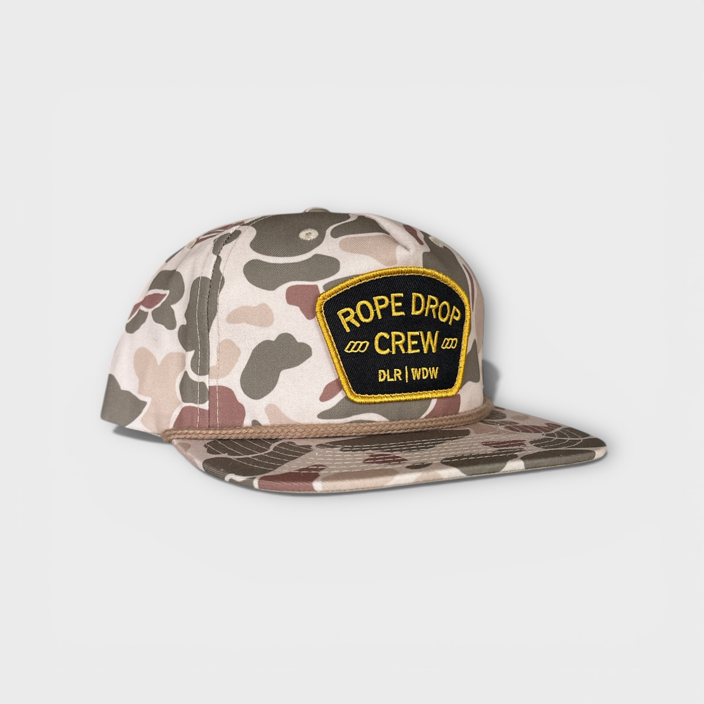 Rope Drop Crew Hat- 7-Panel Flat Bill Snapback