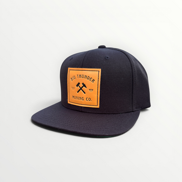 Thunder Mining Co. Faux Leather Patch Hat- Premium Flat Bill Snapback