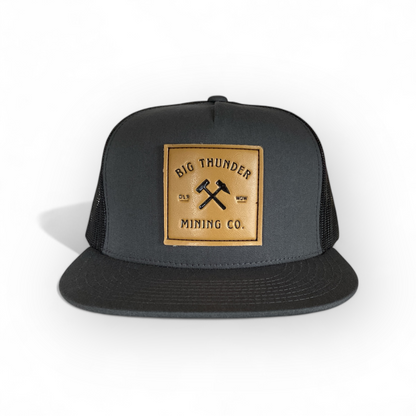 Thunder Mining Co. Faux Leather Patch Hat- 5 Panel Classic Trucker