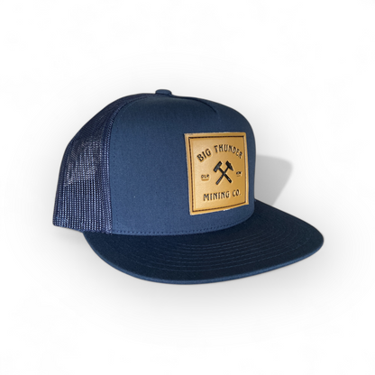 Thunder Mining Co. Faux Leather Patch Hat- 5 Panel Classic Trucker