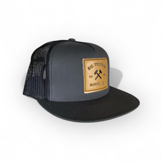 Thunder Mining Co. Faux Leather Patch Hat- 5 Panel Classic Trucker