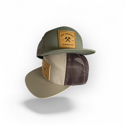 Thunder Mining Co. Faux Leather Patch Hat- 7 Panel Flatbill