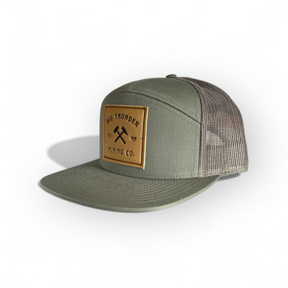Thunder Mining Co. Faux Leather Patch Hat- 7 Panel Flatbill