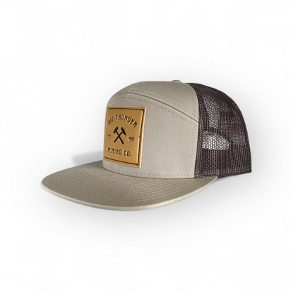 Thunder Mining Co. Faux Leather Patch Hat- 7 Panel Flatbill