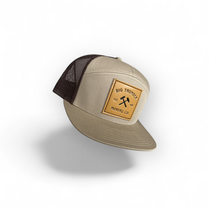 Thunder Mining Co. Faux Leather Patch Hat- 7 Panel Flatbill