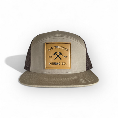 Thunder Mining Co. Faux Leather Patch Hat- 7 Panel Flatbill
