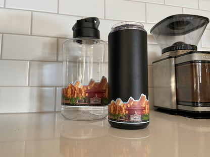 full wrap around a water bottle from cars land at disneyland