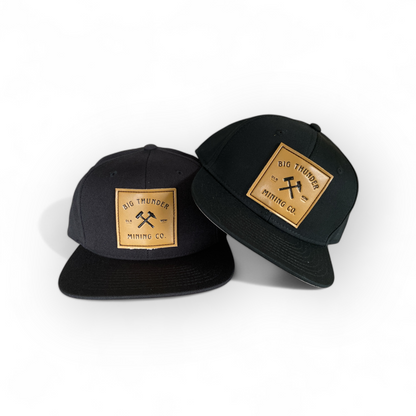 Thunder Mining Co. Faux Leather Hat Kids- Premium Flat Bill Snapback YOUTH