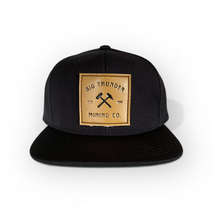 Thunder Mining Co. Faux Leather Patch Hat- Premium Flat Bill Snapback