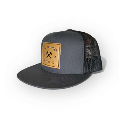 Thunder Mining Co. Faux Leather Patch Hat- 5 Panel Classic Trucker