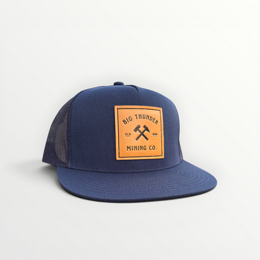 Thunder Mining Co. Faux Leather Patch Hat- 5 Panel Classic Trucker