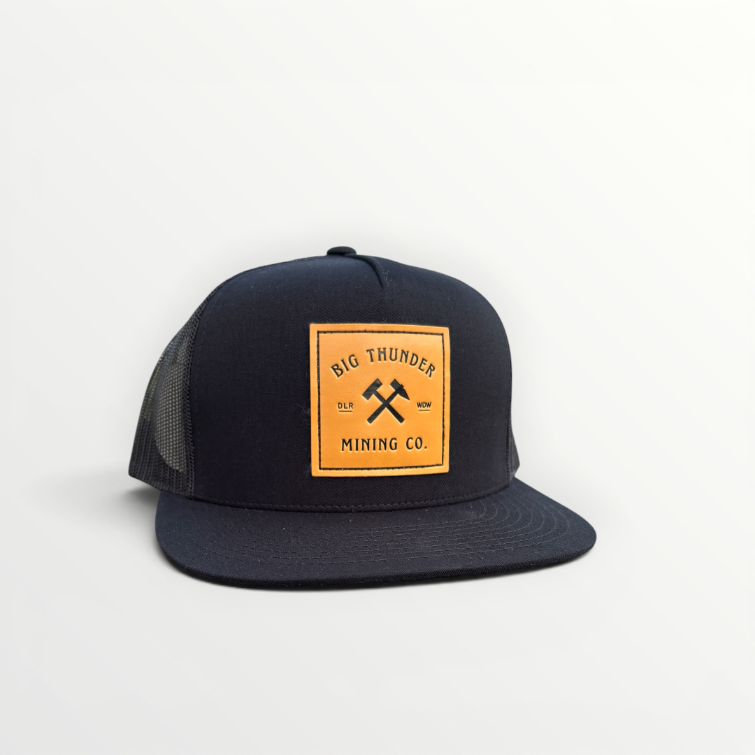 Thunder Mining Co. Faux Leather Patch Hat- 5 Panel Classic Trucker