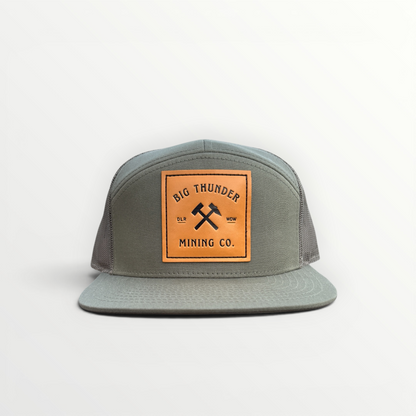 Thunder Mining Co. Faux Leather Patch Hat- 7 Panel Flatbill
