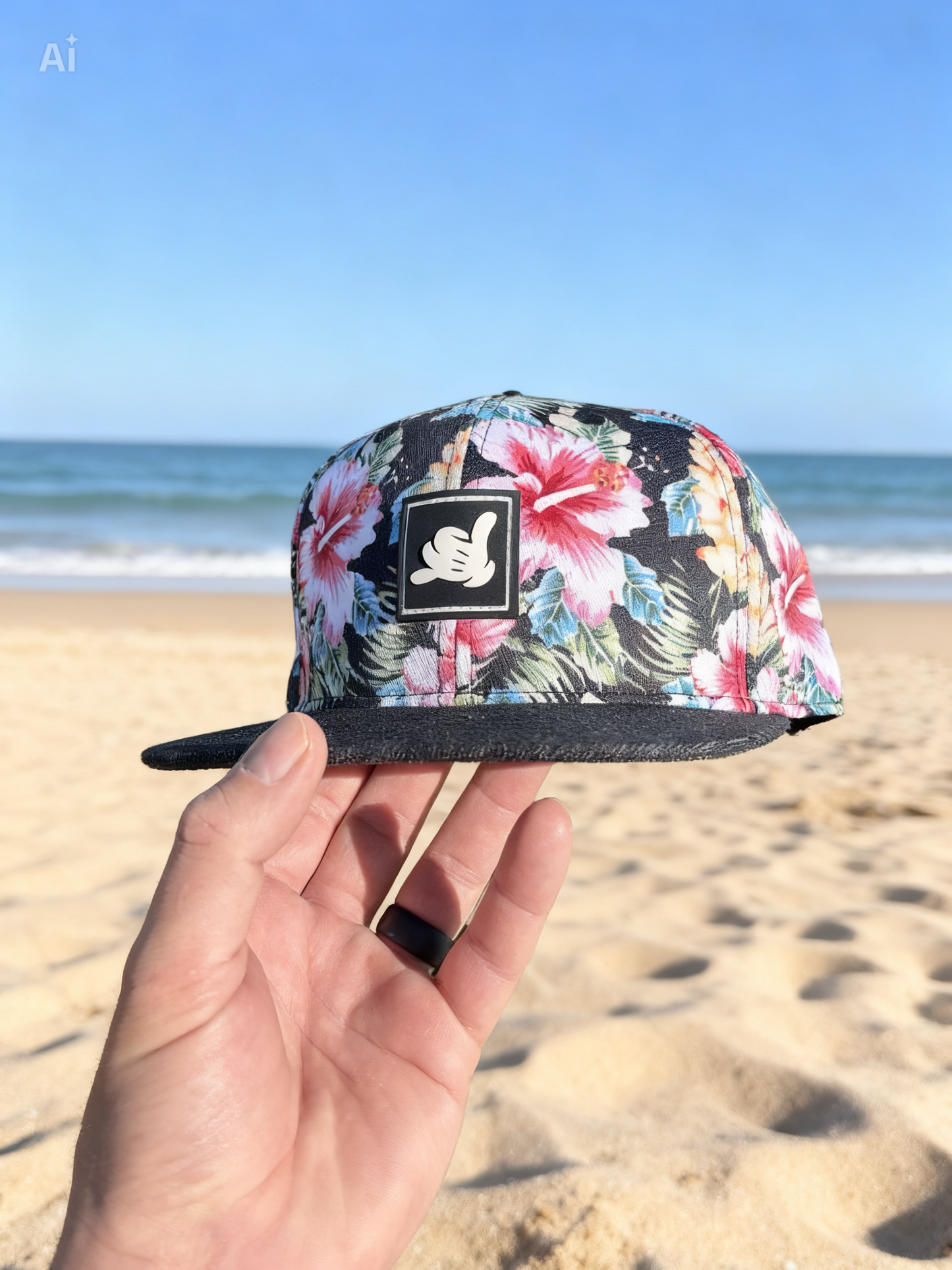 Shaka Pal Floral Black Hat