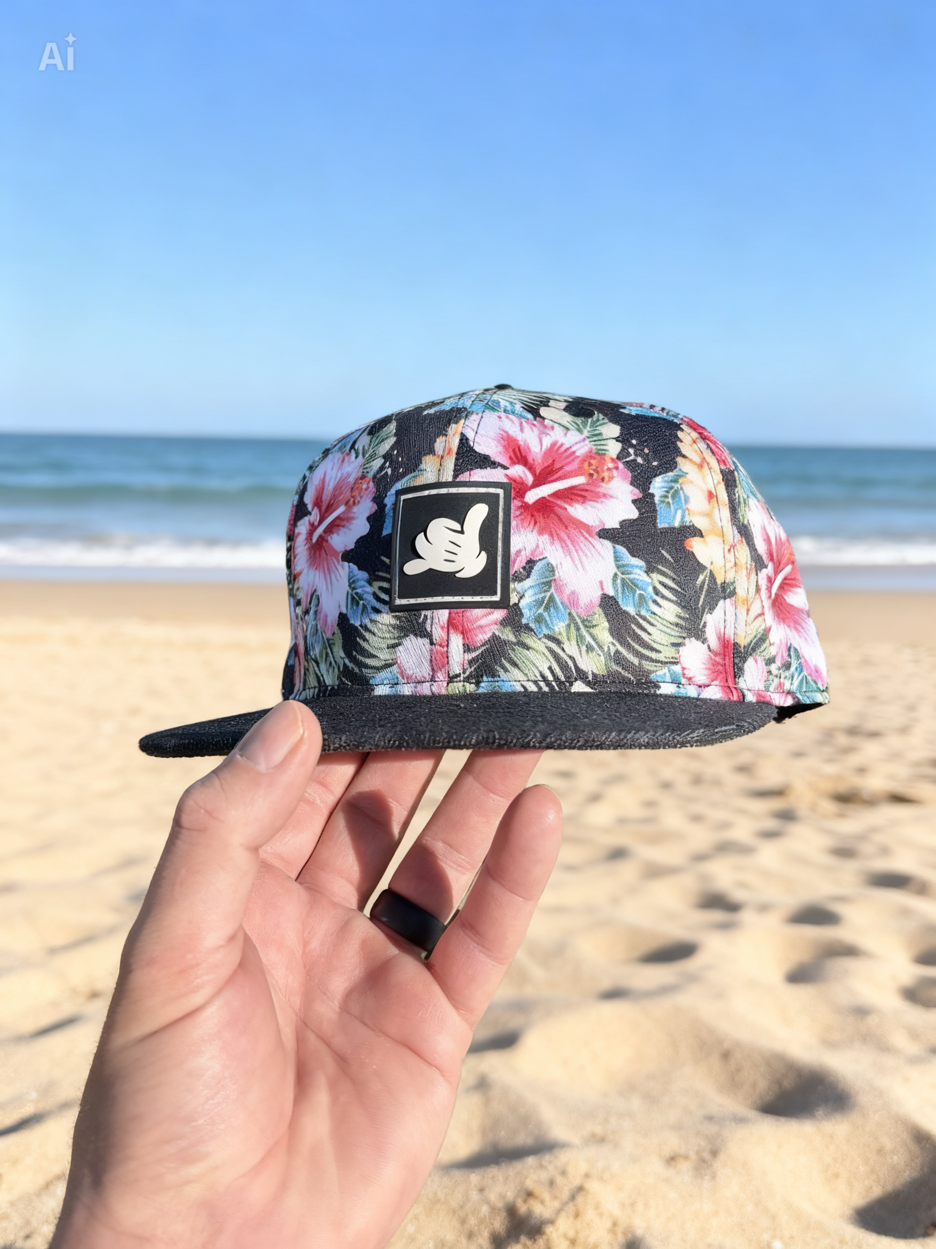 Shaka Pal Floral Black Hat