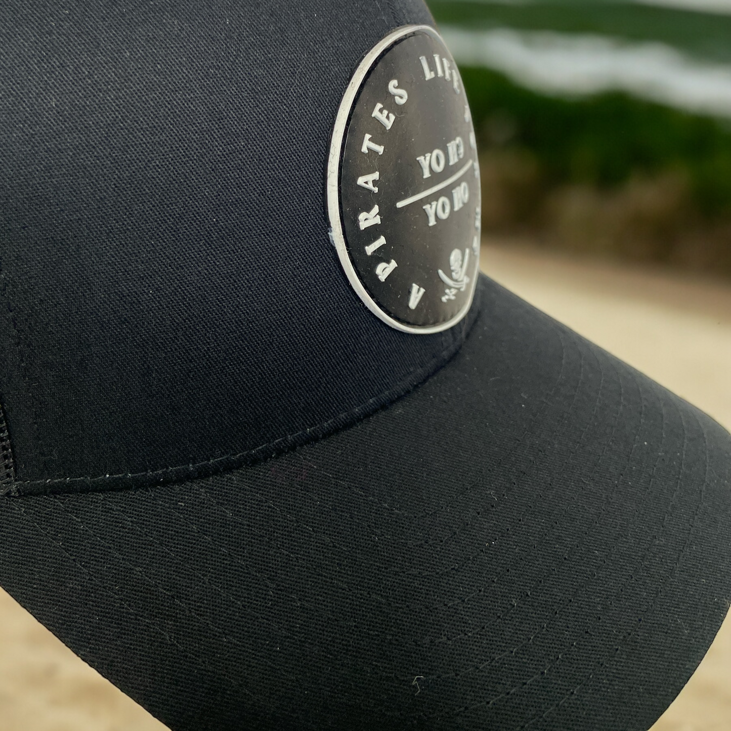 up close of pvc retro trucker hat